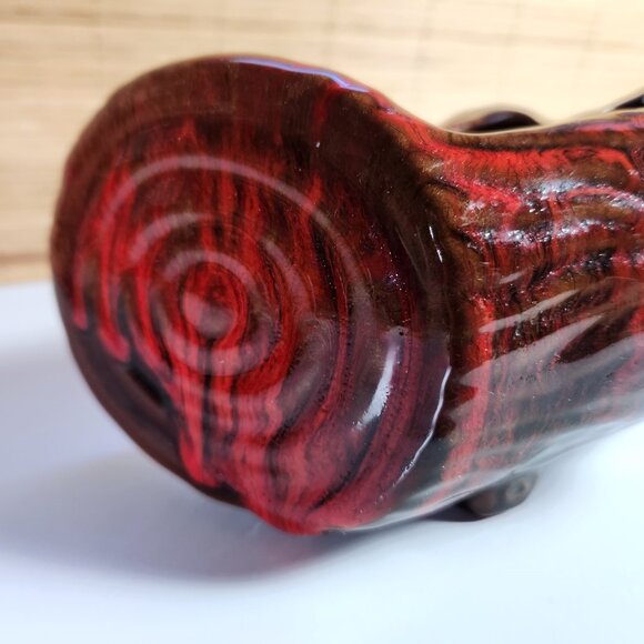 Blue Mountain Red Log Planter TV Top Bookcase Shelf 1960s Vibe - Picture 5 of 10